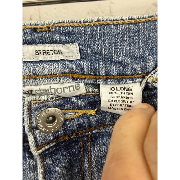 Liz Claiborne Jeans Womens Size 10 Long Straight Leg Blue Casual High Waisted - Picture 4 of 6